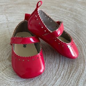 Red patent Mary Janes